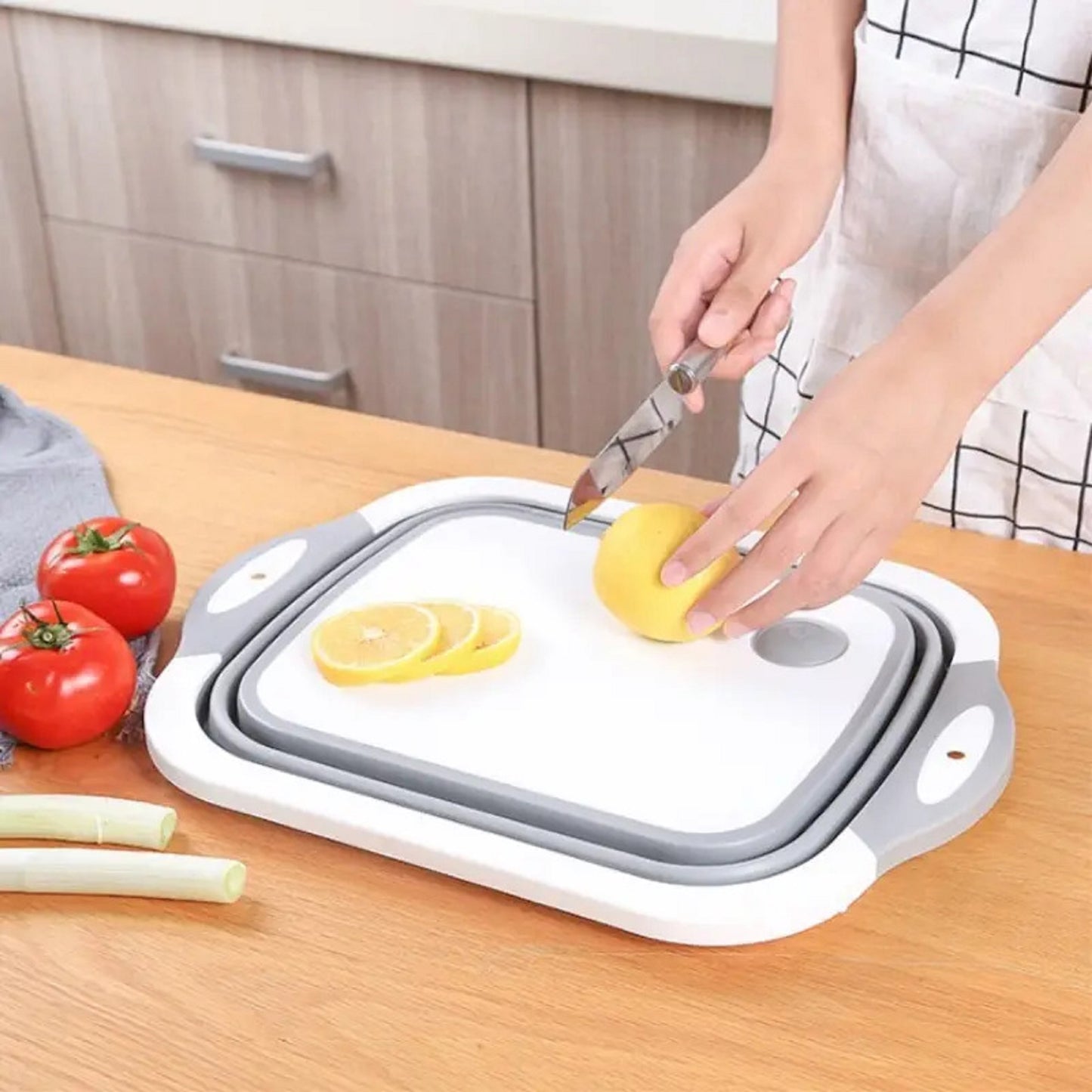 Collapsible Cutting Board with Colander - Ultimate 3-in-1 Kitchen Tool! Slice, Dice, and Wash Veggies Fruits 3 in 1 Multifunction Storage Basket for BBQ