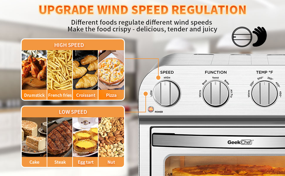 Geek Chef Air Fryer Toaster Oven, 4 Slice Toaster Convection Air Fryer Oven