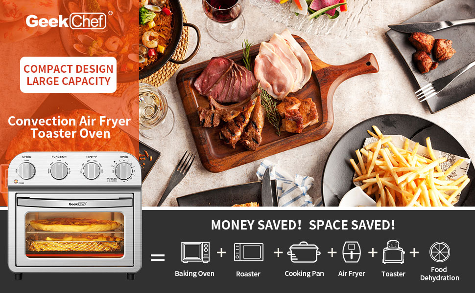 Geek Chef Air Fryer Toaster Oven, 4 Slice Toaster Convection Air Fryer Oven