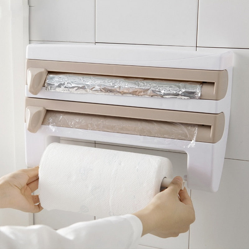 4 In 1 Multifunctional Paper Dispenser Wall Mounted Paper Towl Roll Holder