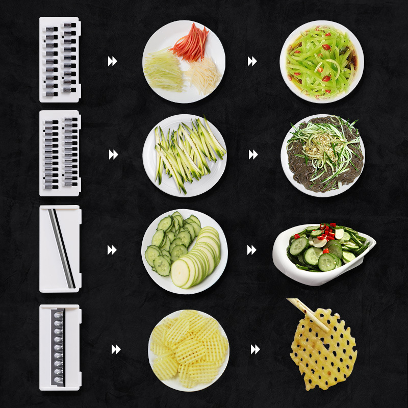 Multi-Functional Vegetable Cutter With Variable Blades and a Strainer for Easier and Cleaner Cooking