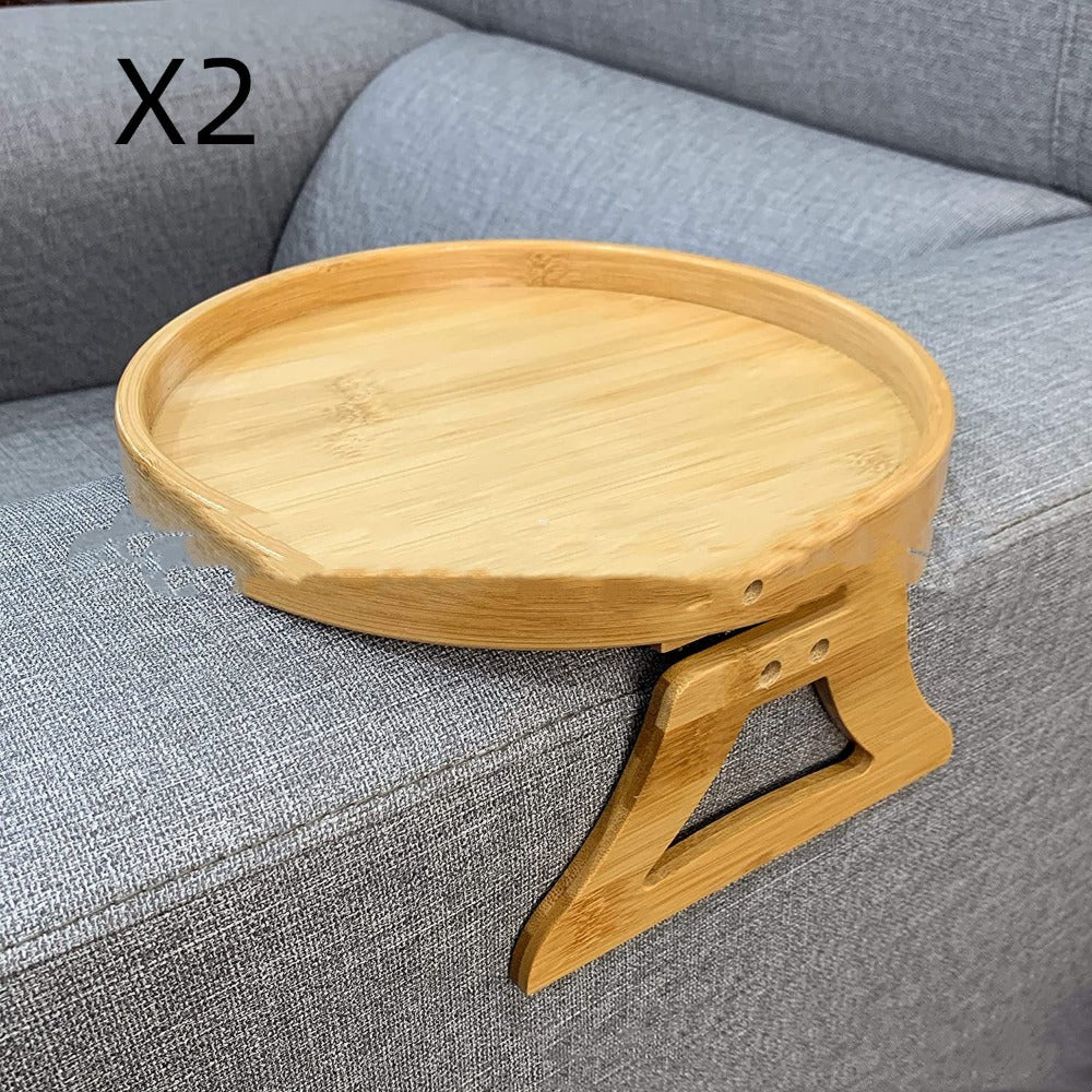 Wooden Armrest Clip-On Table Sofa Organizer