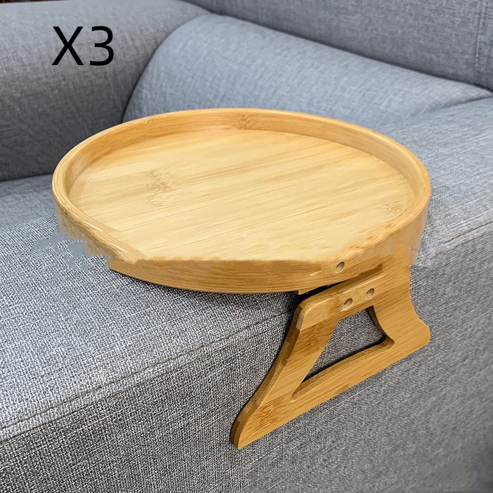 Wooden Armrest Clip-On Table Sofa Organizer