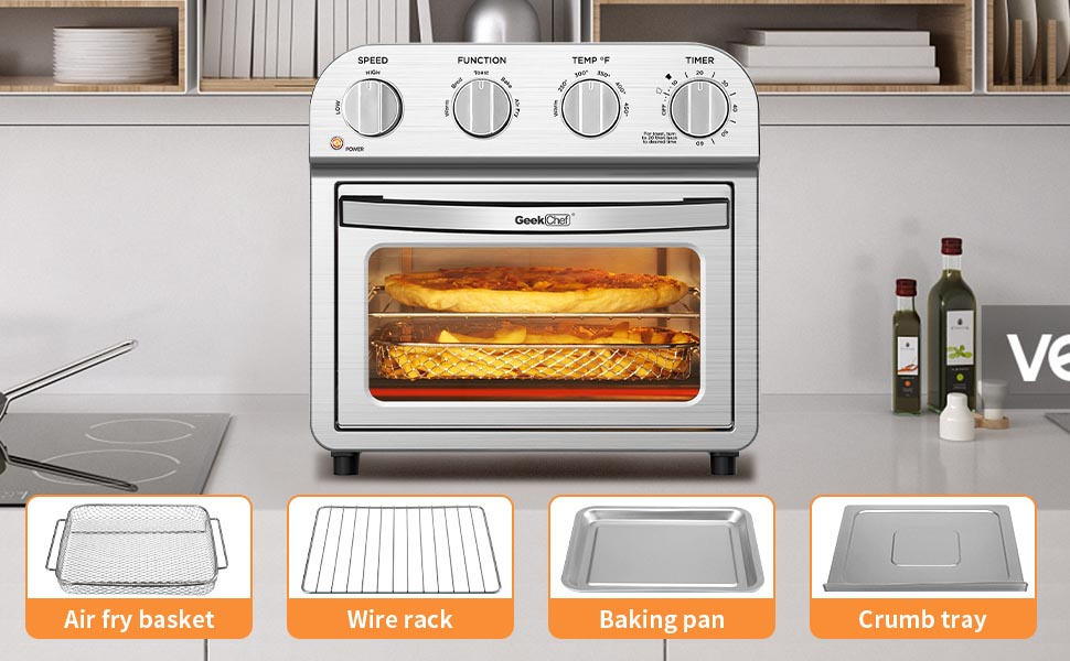 Geek Chef Air Fryer Toaster Oven, 4 Slice Toaster Convection Air Fryer Oven