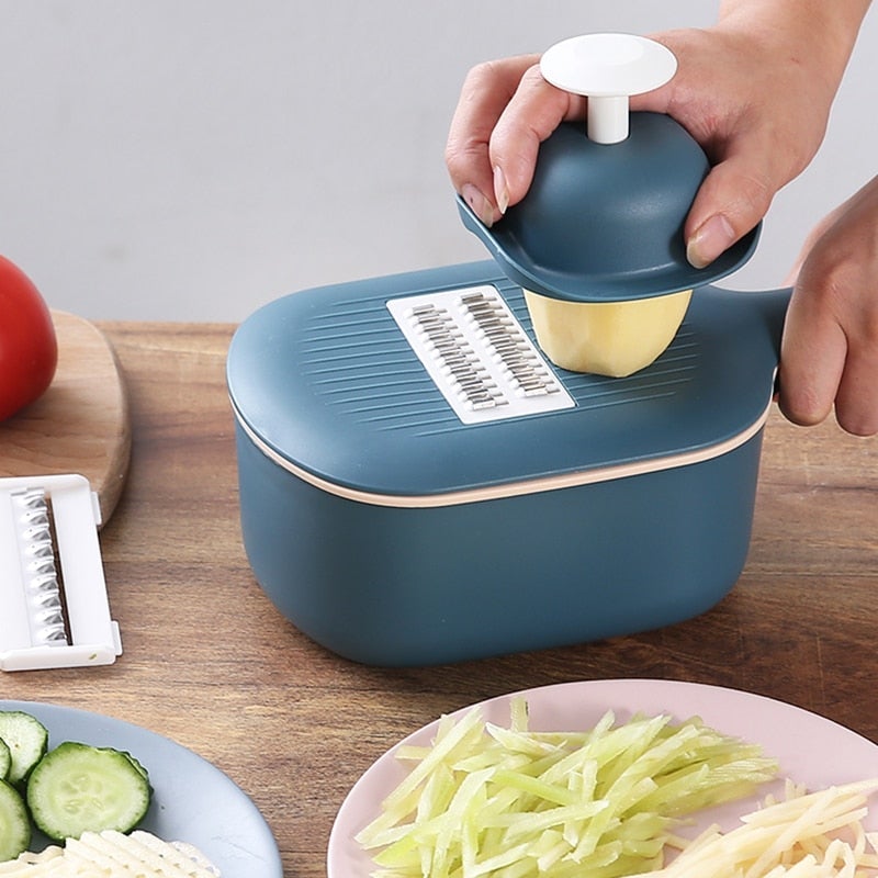 Multi-functional Vegetable Cutter With Variable Blades and a Strainer For Easier and Cleaner Cooking - VeranCo