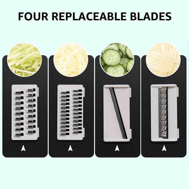 Multi-functional Vegetable Cutter With Variable Blades and a Strainer For Easier and Cleaner Cooking - VeranCo