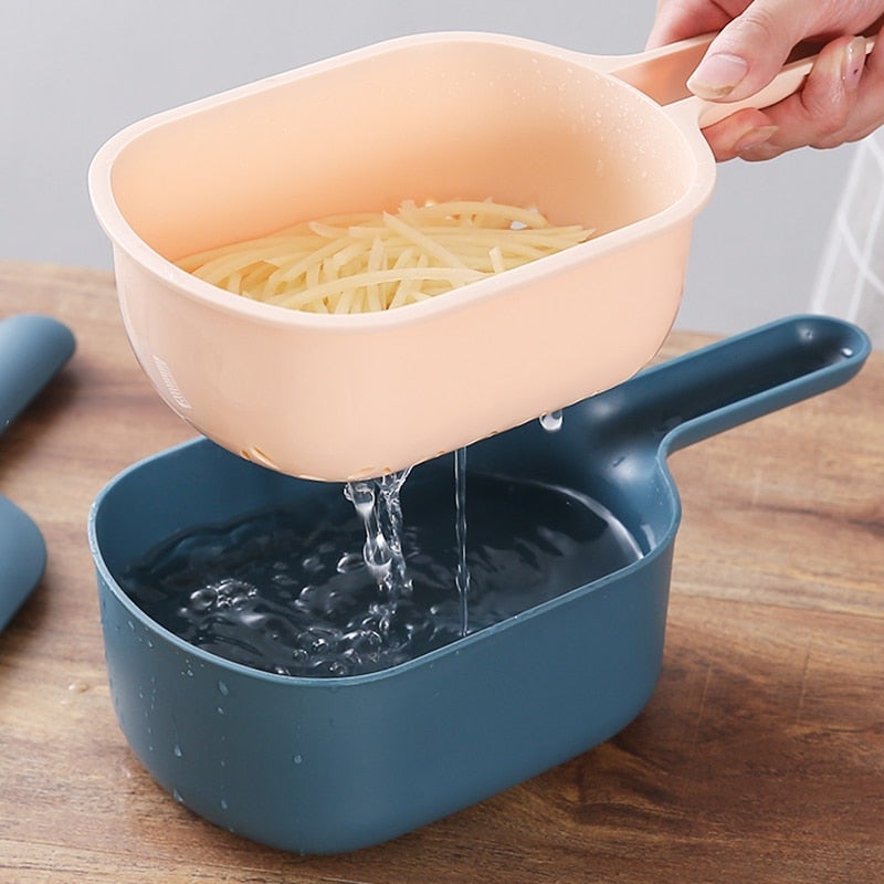 Multi-functional Vegetable Cutter With Variable Blades and a Strainer For Easier and Cleaner Cooking - VeranCo