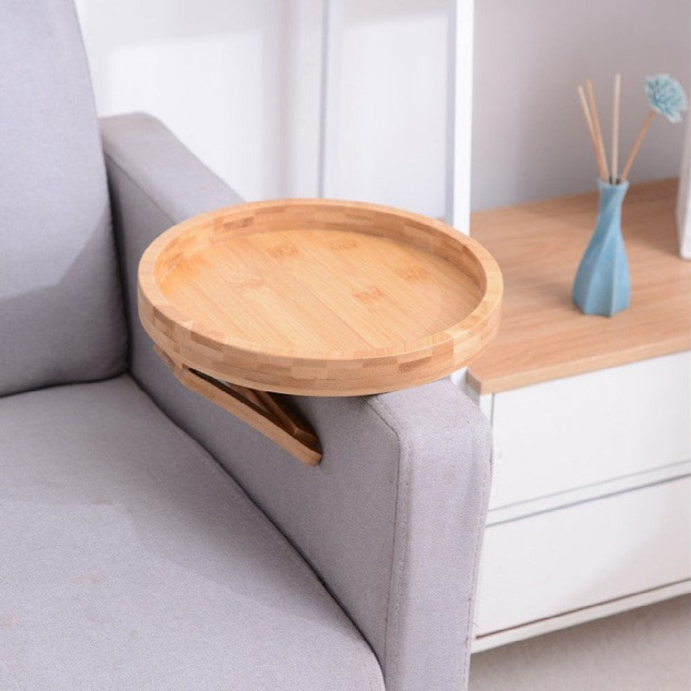 Wooden Armrest Clip-On Table Sofa Organizer