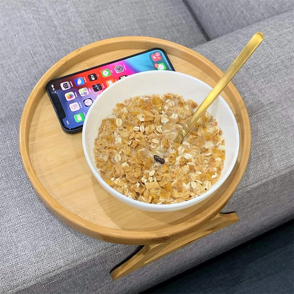 Wooden Armrest Clip-On Table Sofa Organizer