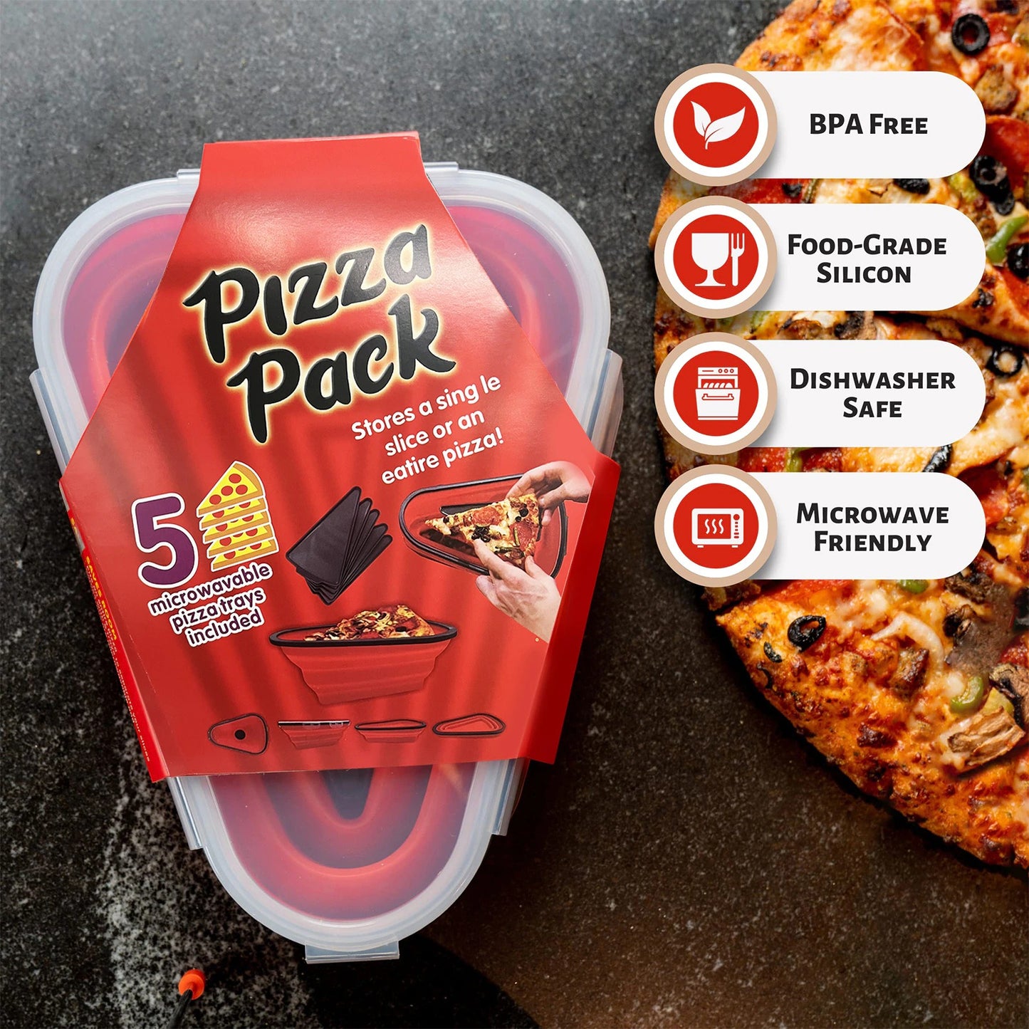 Pizza Pack - Food Grade and BPA Free Sillicone Storage Container For Pizza