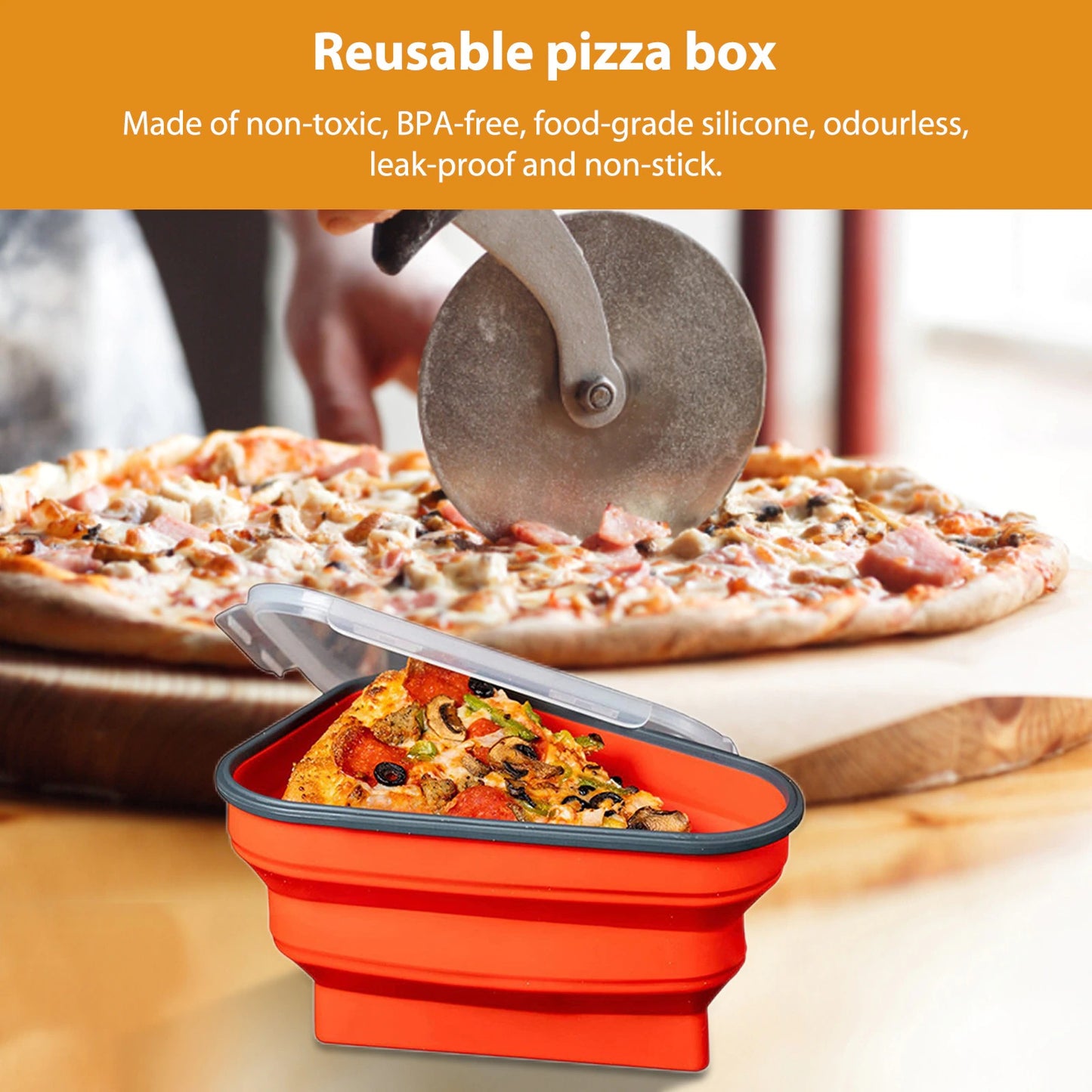Pizza Pack - Food Grade and BPA Free Sillicone Storage Container For Pizza