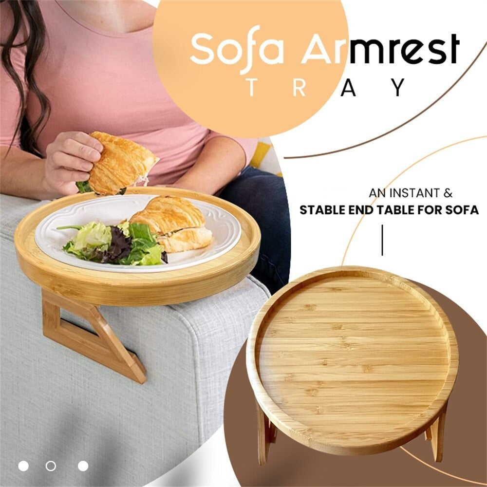 Wooden Armrest Clip-On Table Sofa Organizer