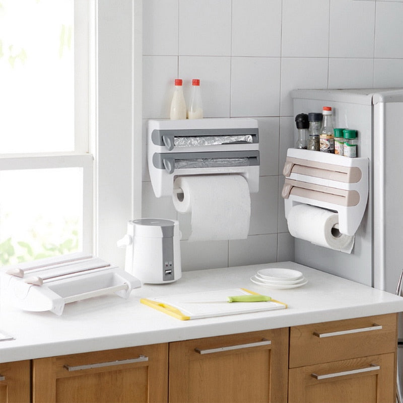 4 In 1 Multifunctional Paper Dispenser Wall Mounted Paper Towl Roll Holder
