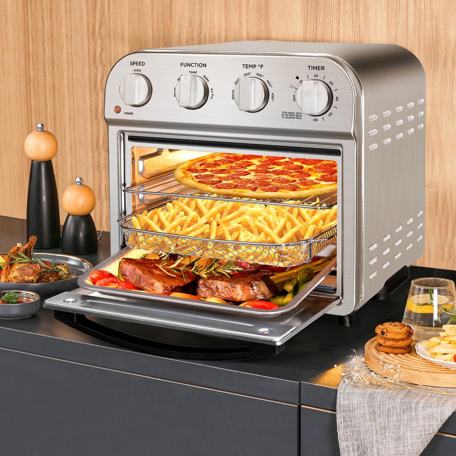 Geek Toaster Geek Chef Air Fryer Toaster Oven, 4 Slice Toaster Convection Air Fryer ...