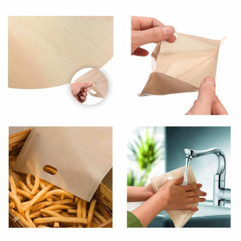 Reusable Toaster, Bread, Sandwich Bags 10 pcs/set, Fiberglass Toast Microwave Heating Pastry Tools