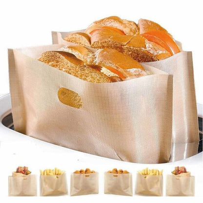 Reusable Toaster, Bread, Sandwich Bags 10 pcs/set, Fiberglass Toast Microwave Heating Pastry Tools