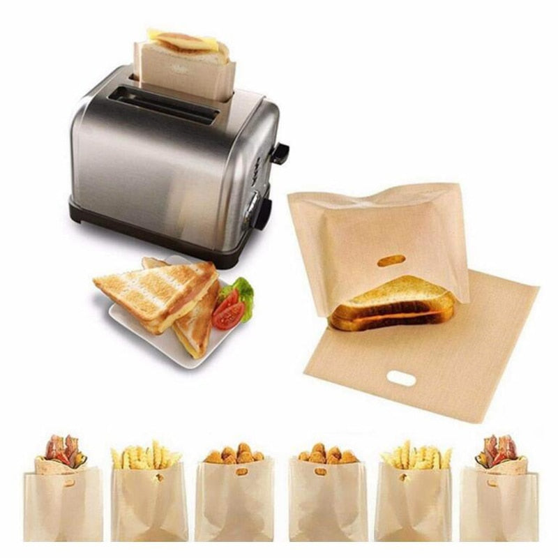 Reusable Toaster, Bread, Sandwich Bags 10 pcs/set, Fiberglass Toast Microwave Heating Pastry Tools