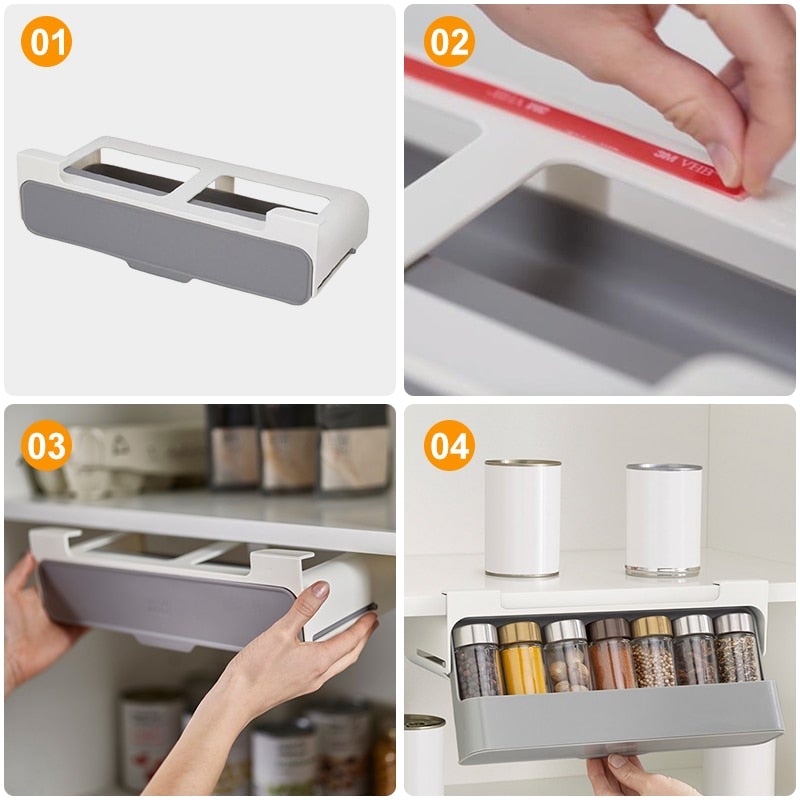 Self-adhesive Hidden Spice Organizer Drawer - VeranCo